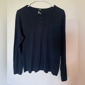 H&M Men’s Navy Casual Basic Long Sleeve